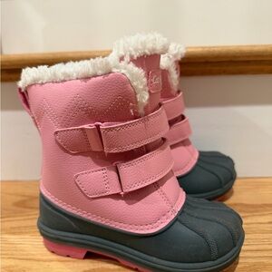 Like New - Cat & Jack Pink and Gray Toddler Winter Snow Boots (4-5 year old)
